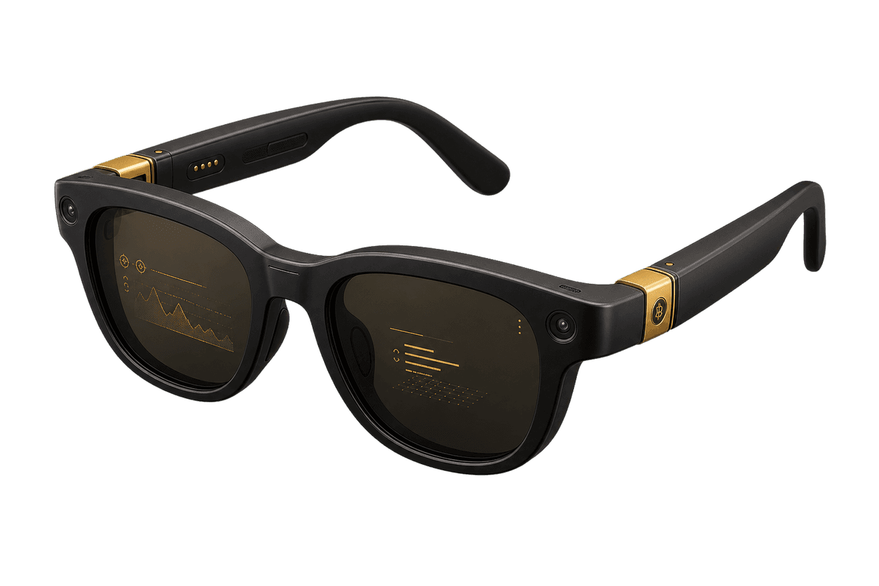 Black and gold Vivid Vision smart glasses